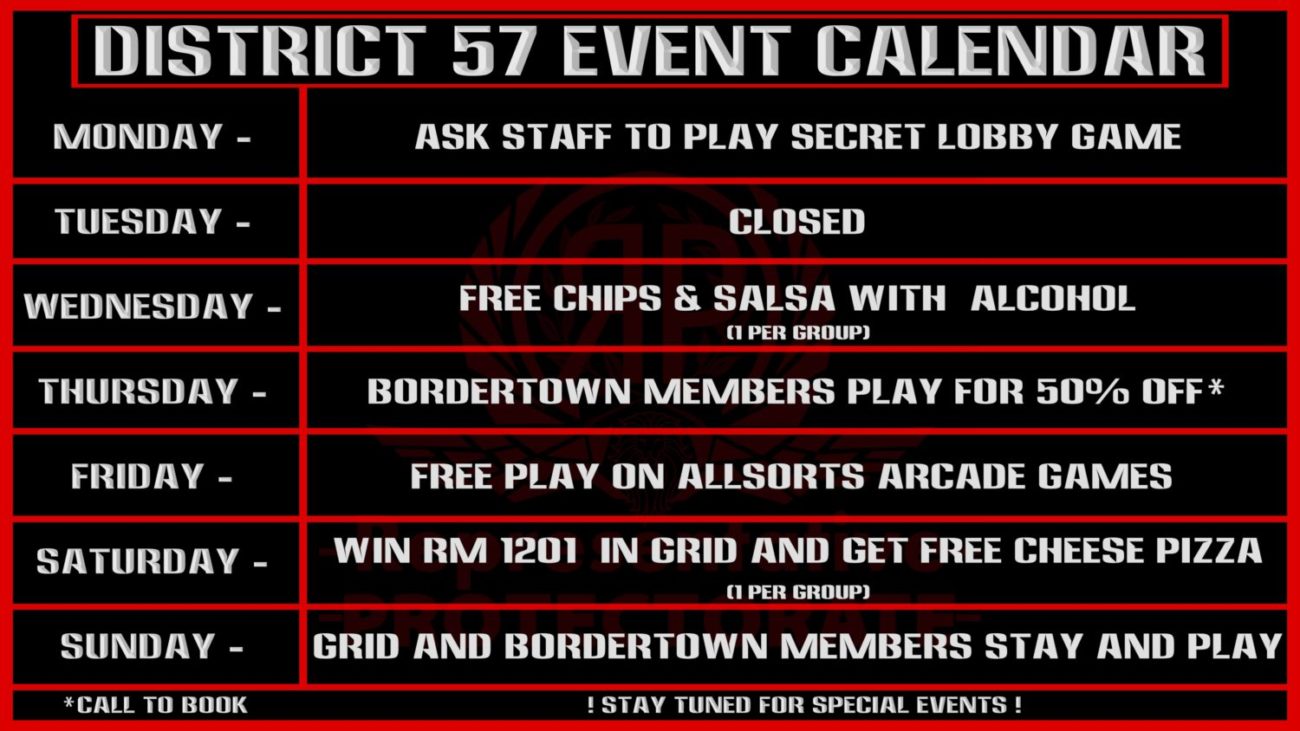 Events and Promotions Calendar - District 57